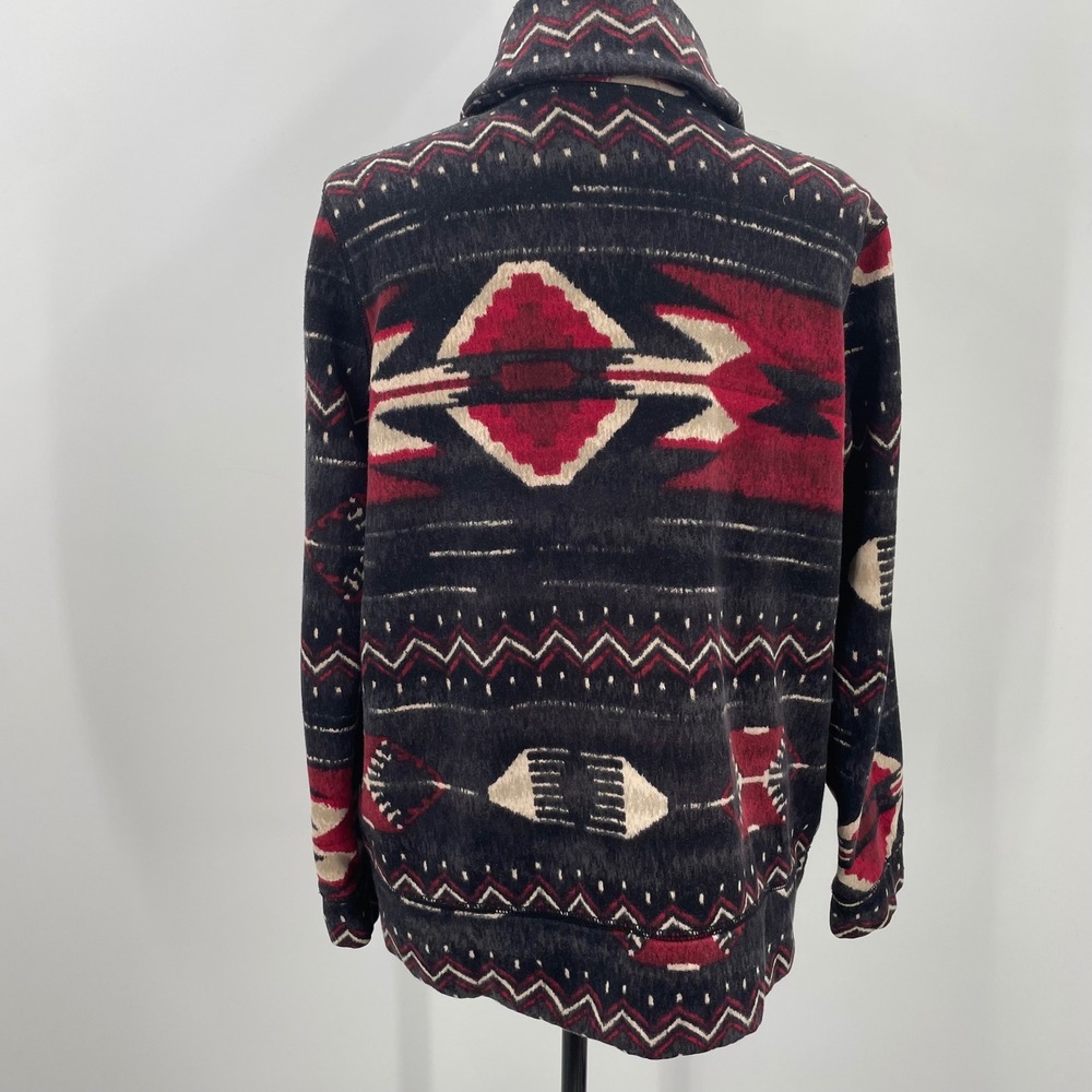 Tribal Print Button-Front Cardigan Sweater - Black & Red - Picture 7 of 15